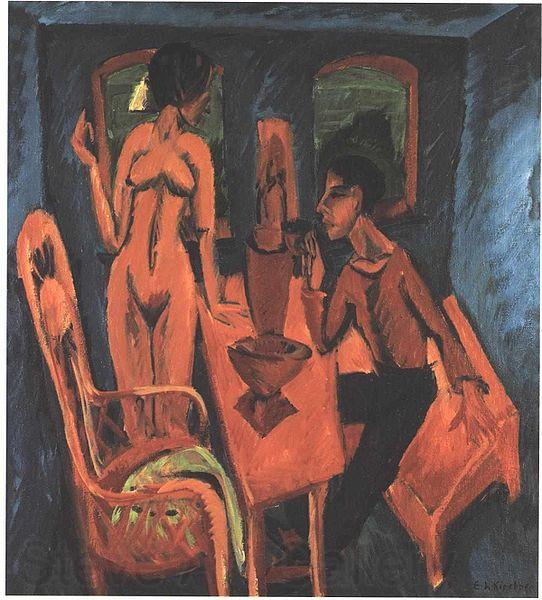 Ernst Ludwig Kirchner Tower room - Selfportrait with Erna Germany oil painting art